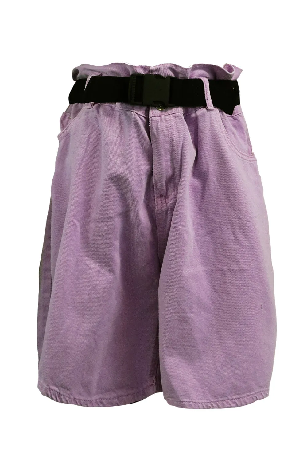 Olive Paperbag Waist Belted Shorts