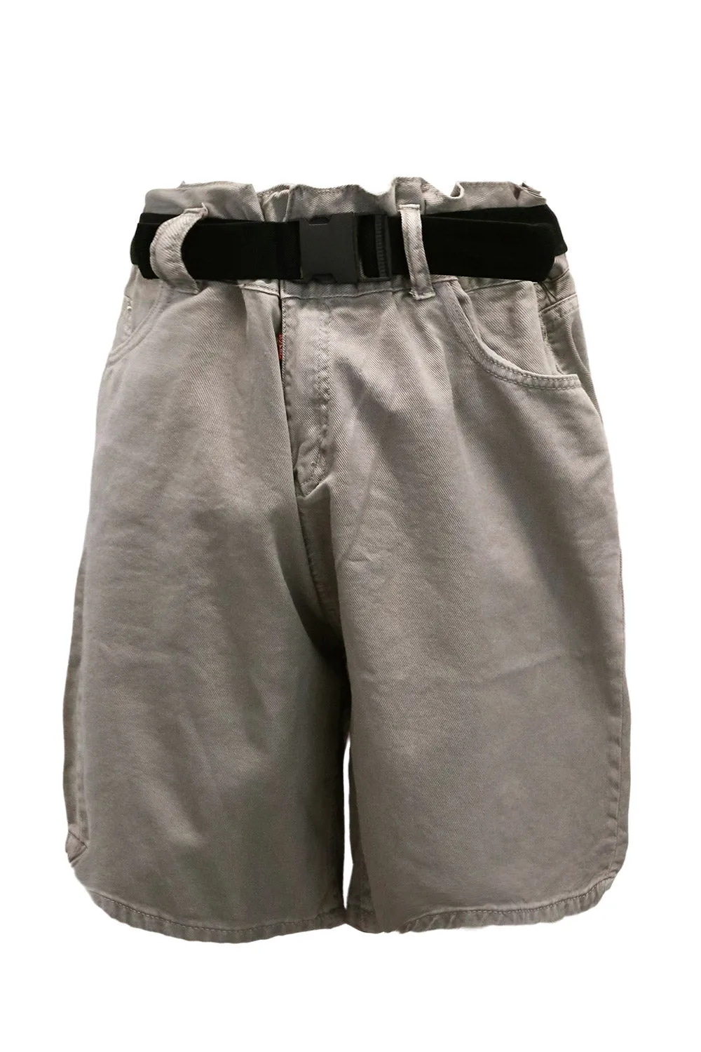 Olive Paperbag Waist Belted Shorts