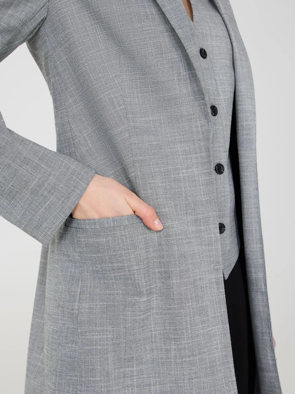 Open-Front Long Blazer