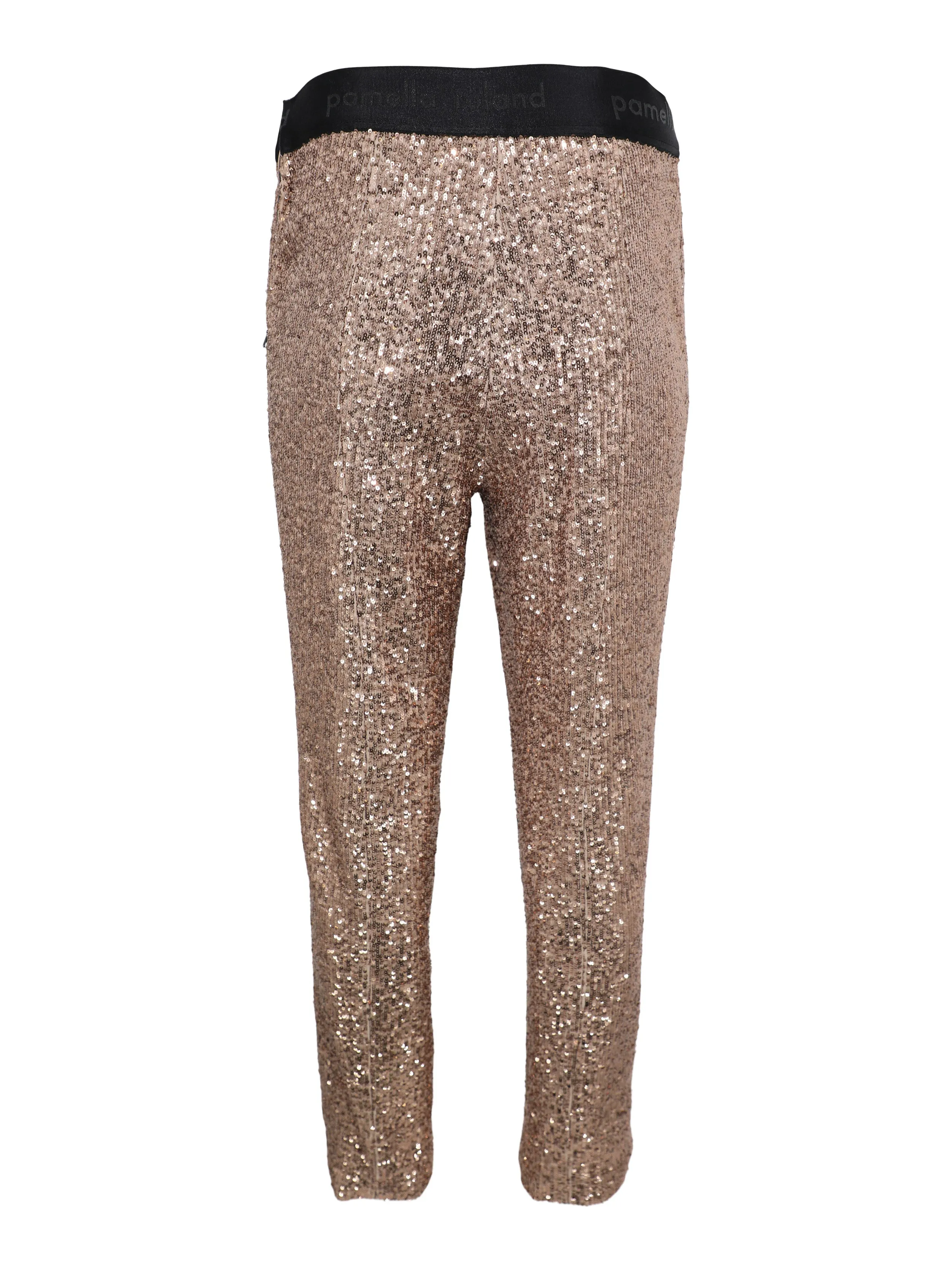 Pamella Roland Stretch Sequin Pant in Light Bronze