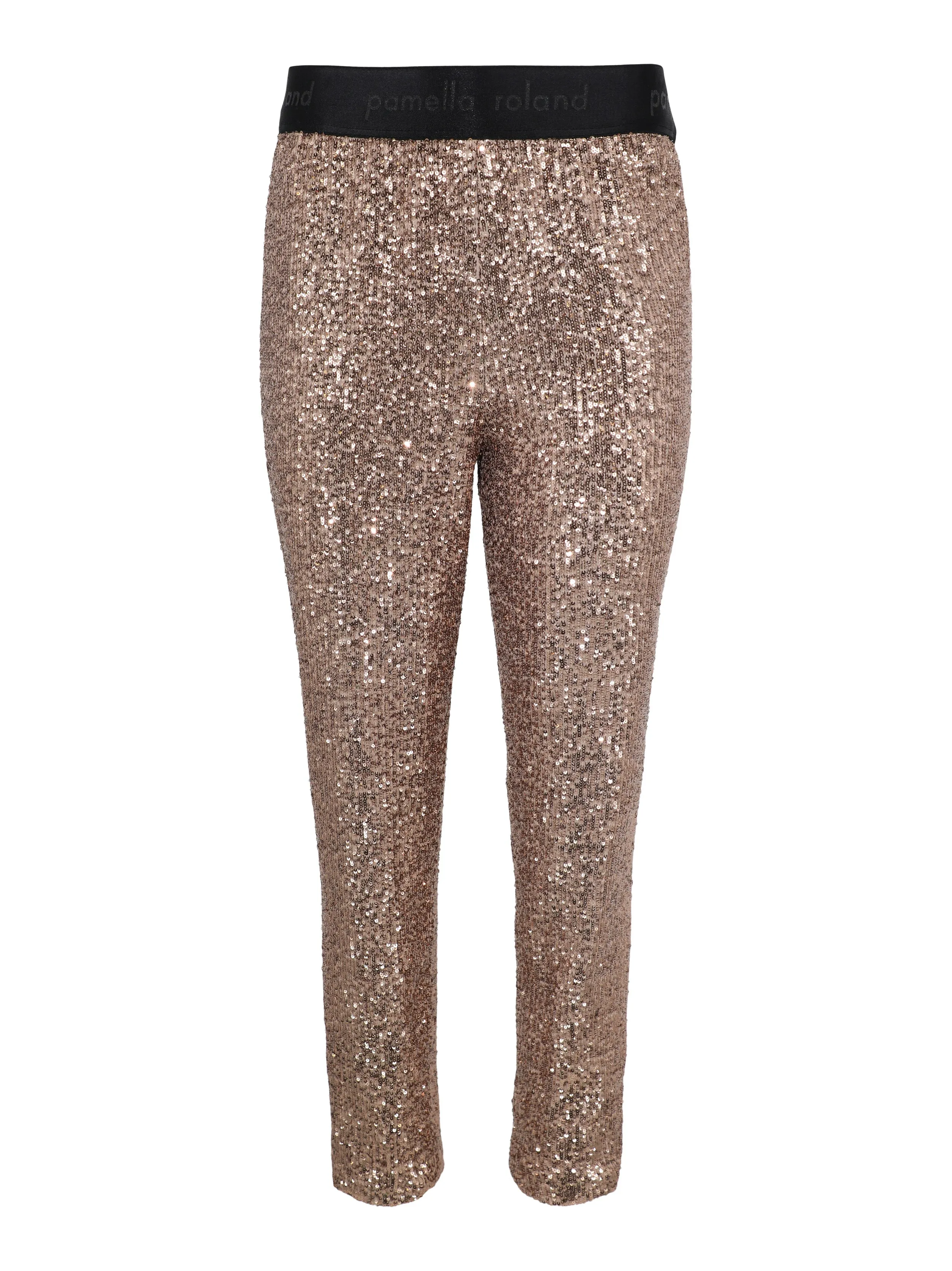 Pamella Roland Stretch Sequin Pant in Light Bronze