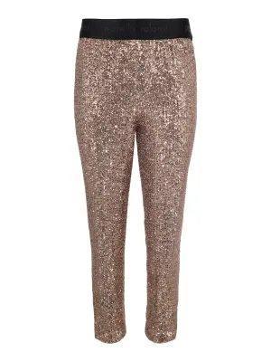 Pamella Roland Stretch Sequin Pant in Light Bronze