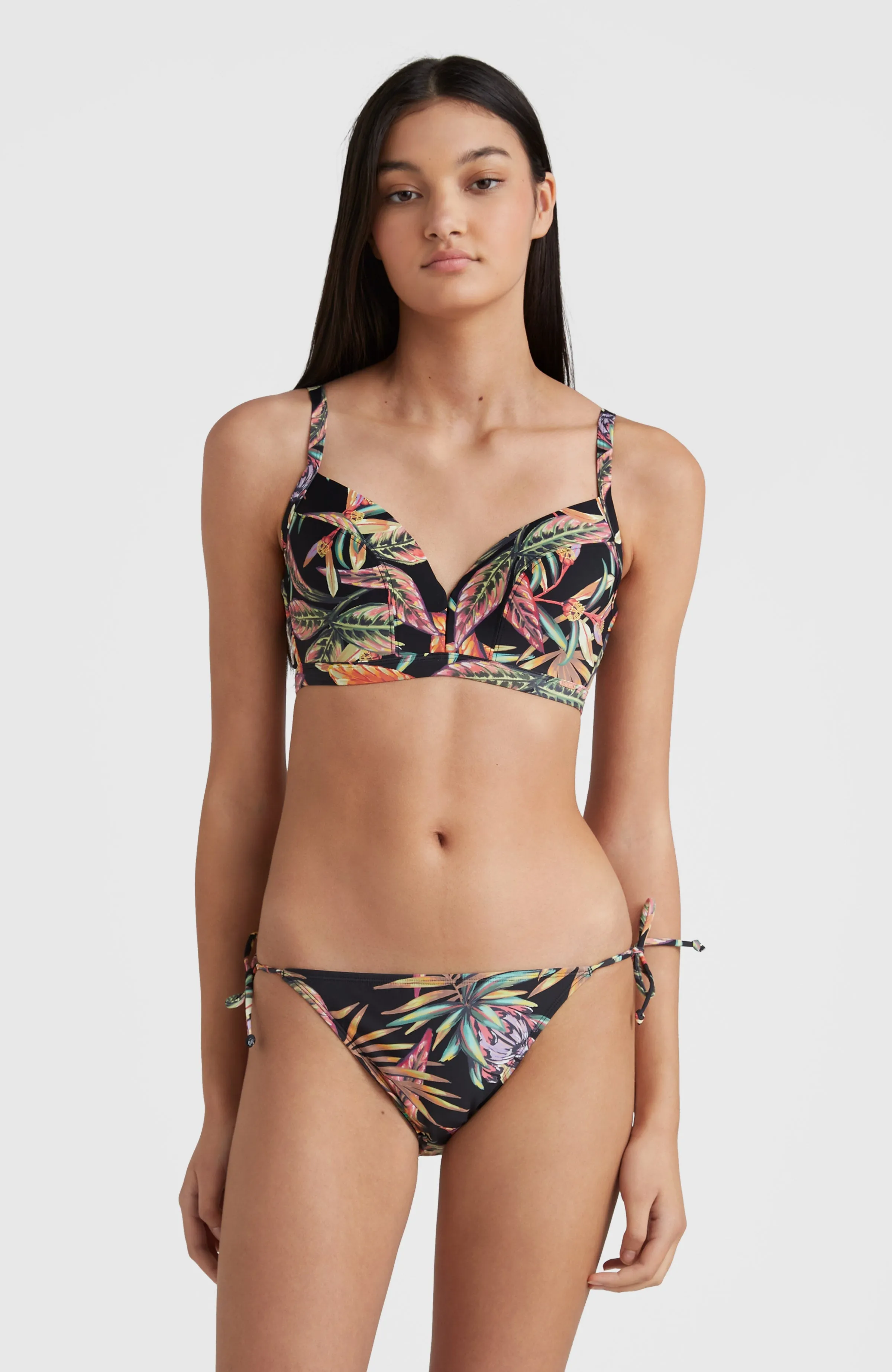 Panama Bikini Oberteil B/E Cup-Größe | Black Tropical Flower