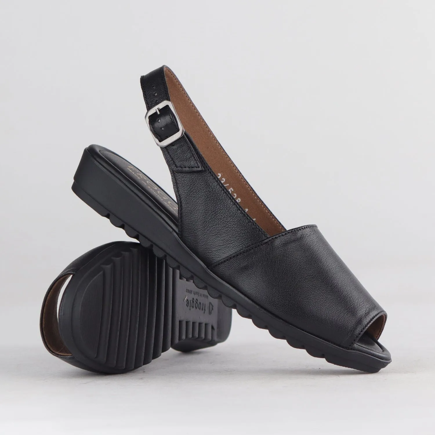 Peep Toe Slingback Sandal in Black - 12870