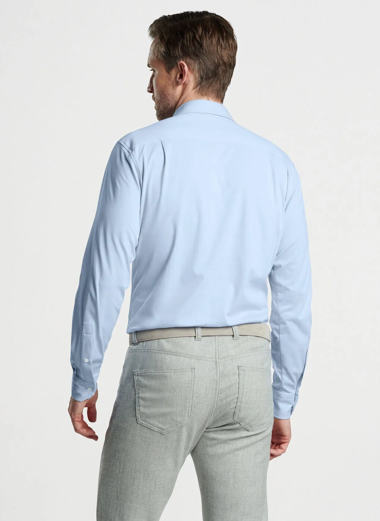 Peter Millar Mens Tailored Fit Magnus Excursionist Flex Sport Shirt - BLUE FROST