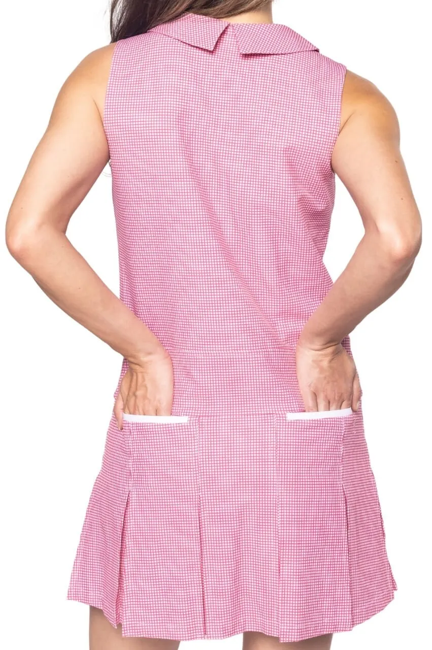 Pink Plaid Timeless Pleated Dress