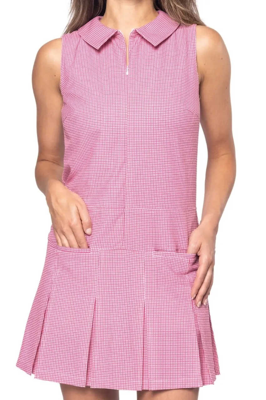 Pink Plaid Timeless Pleated Dress