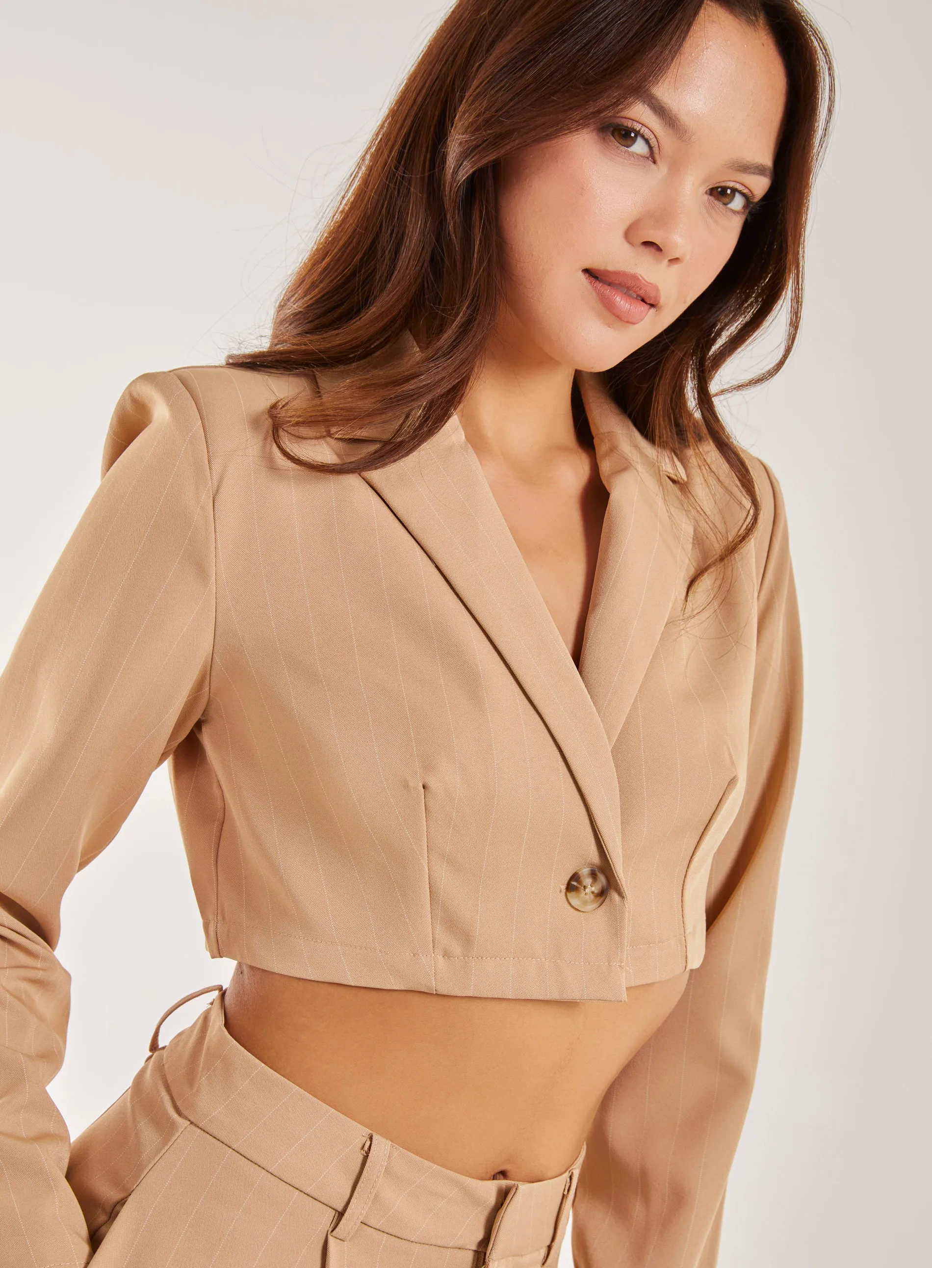 Pinstripe Cropped Blazer