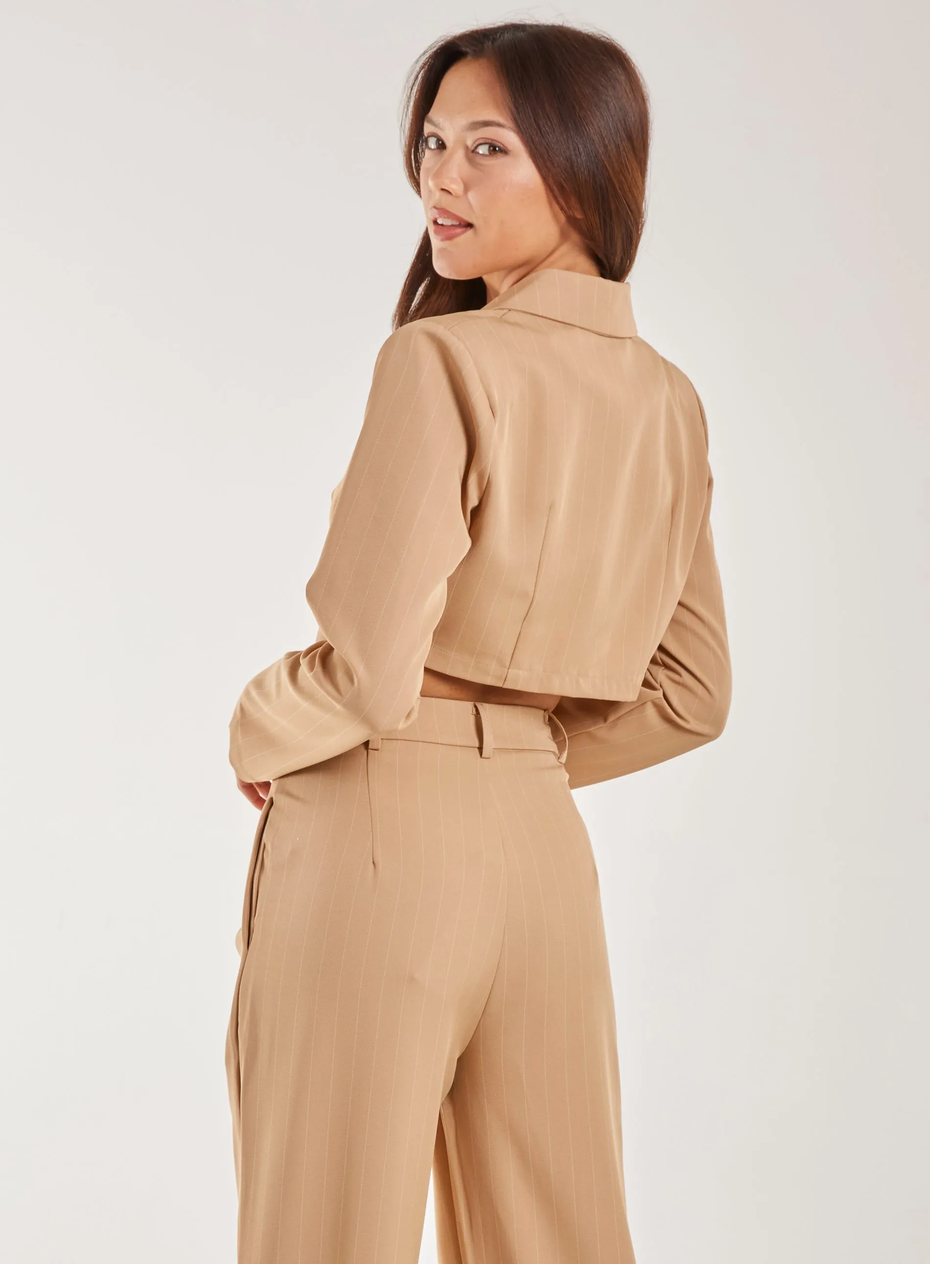 Pinstripe Cropped Blazer
