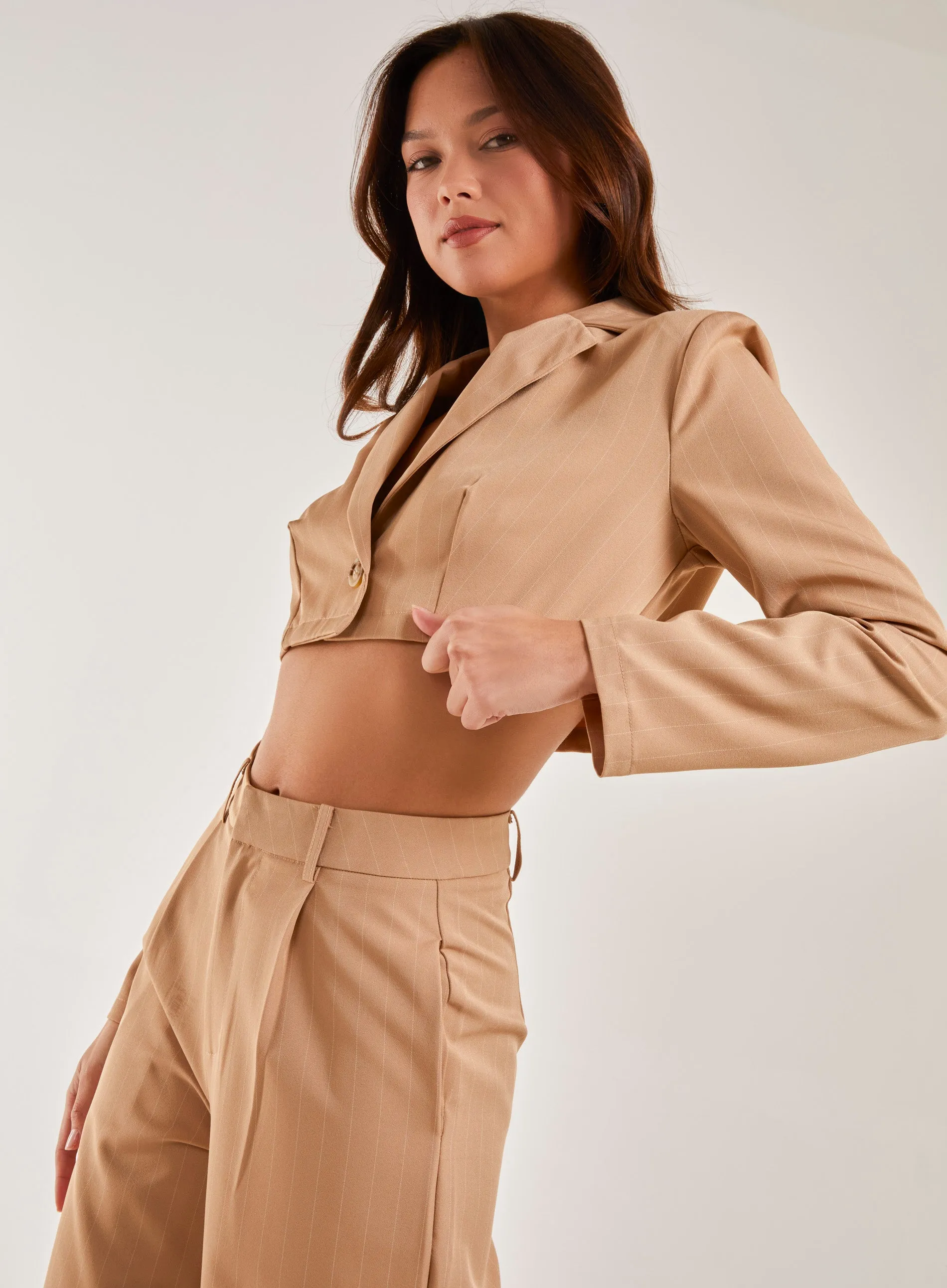 Pinstripe Cropped Blazer