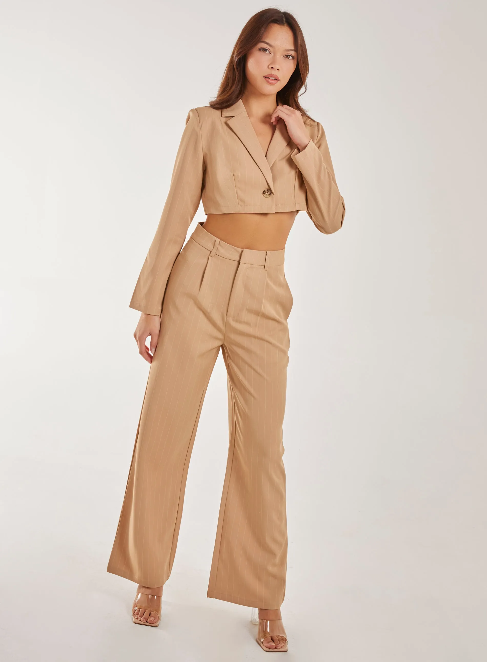Pinstripe Cropped Blazer
