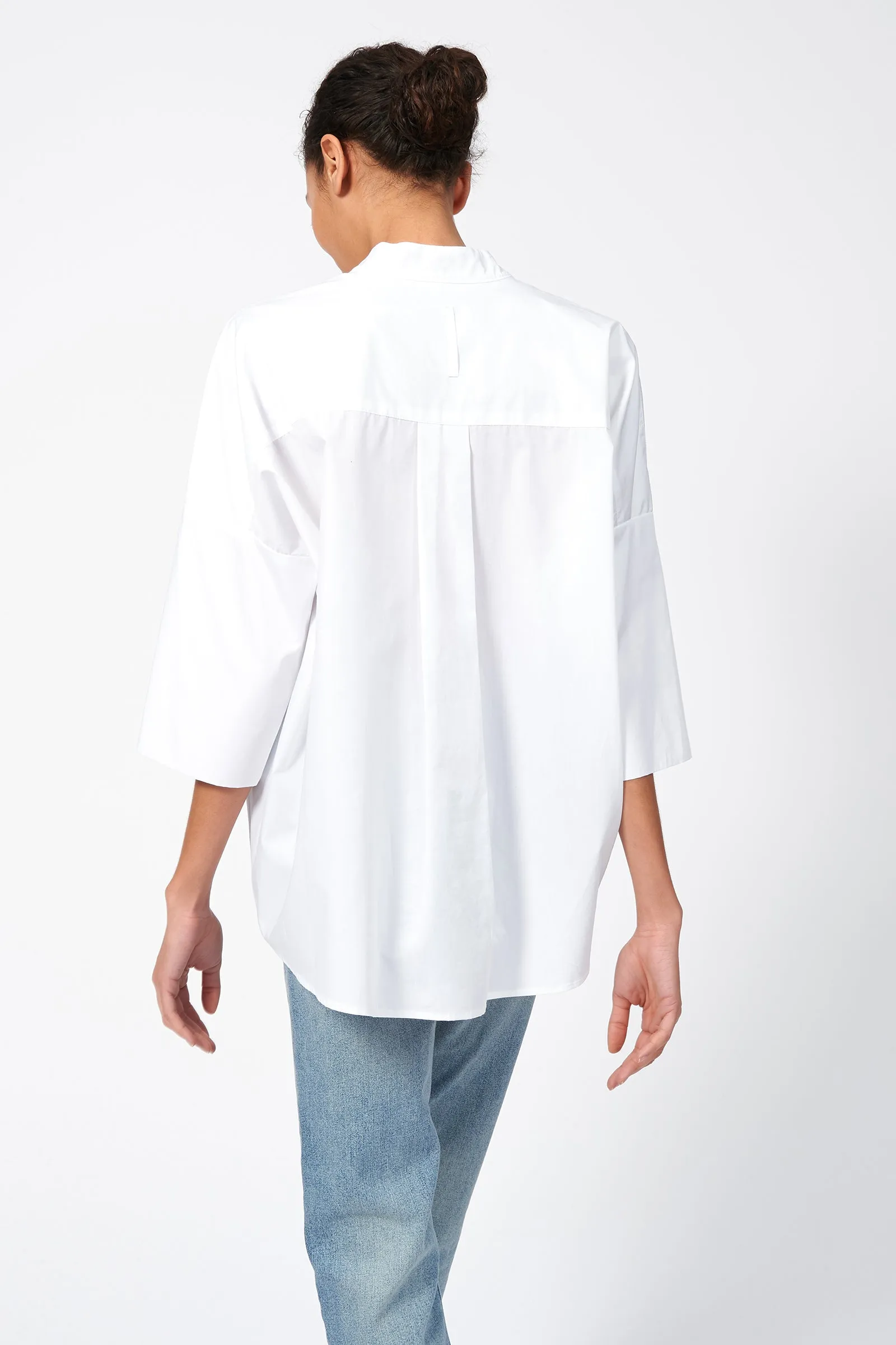 Pleat Hem Kimono - White Poplin