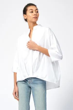 Pleat Hem Kimono - White Poplin
