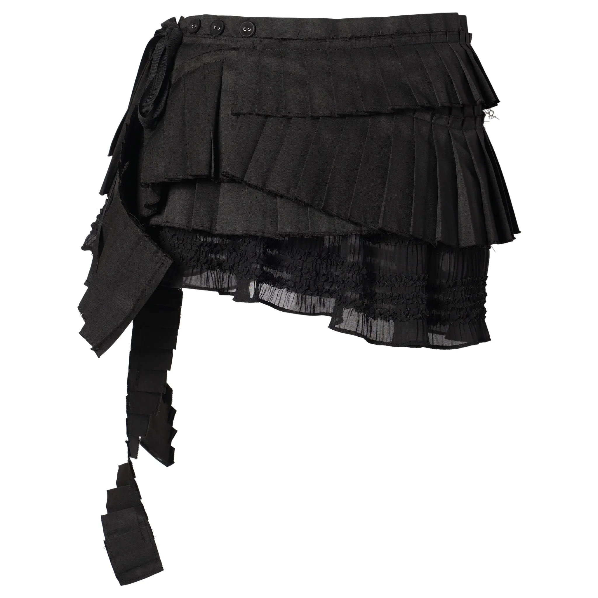PLEATED MICRO MINI SKIRT BELT / BLACK