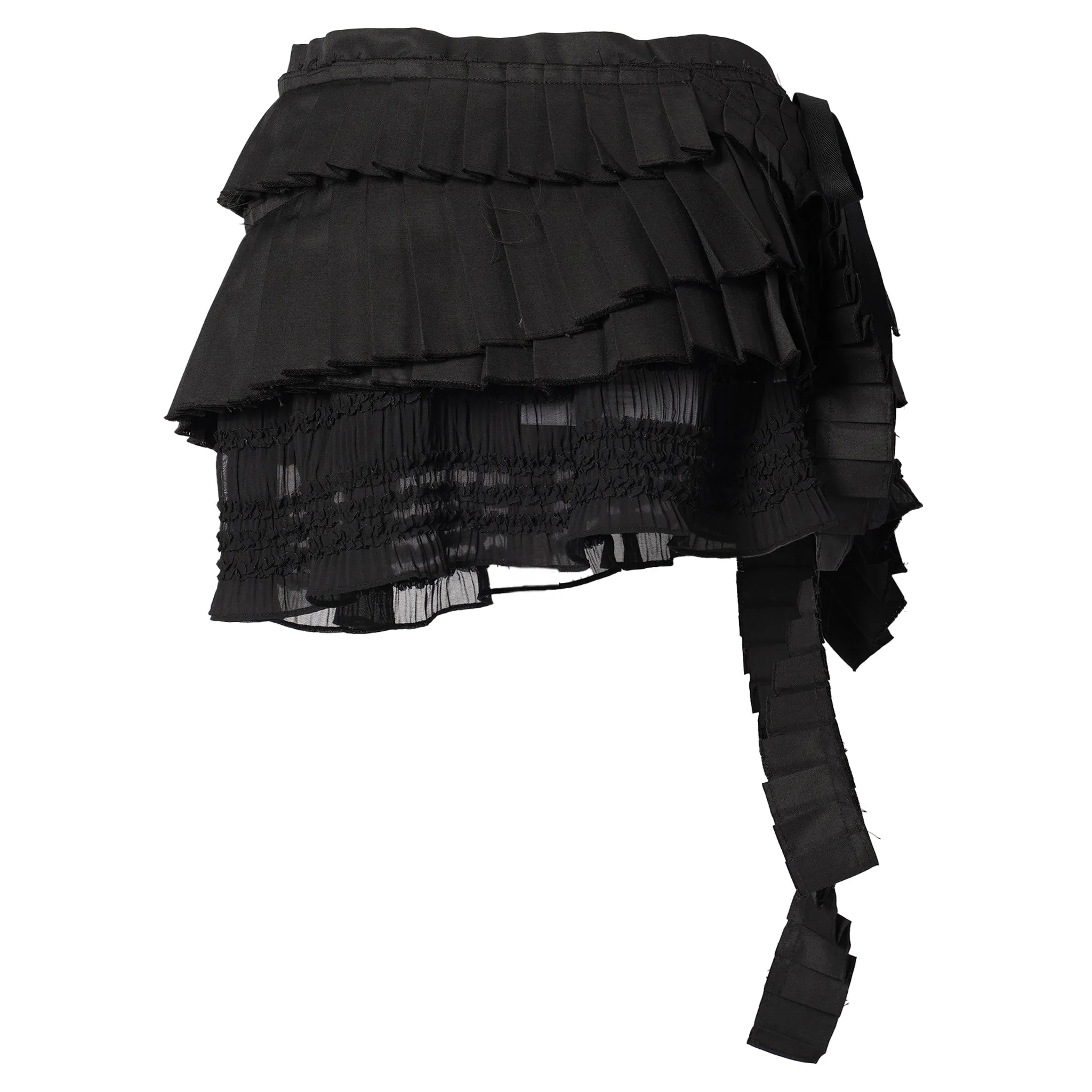 PLEATED MICRO MINI SKIRT BELT / BLACK