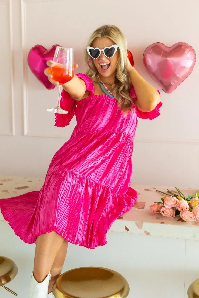 Pleated Versi Dress, Pink