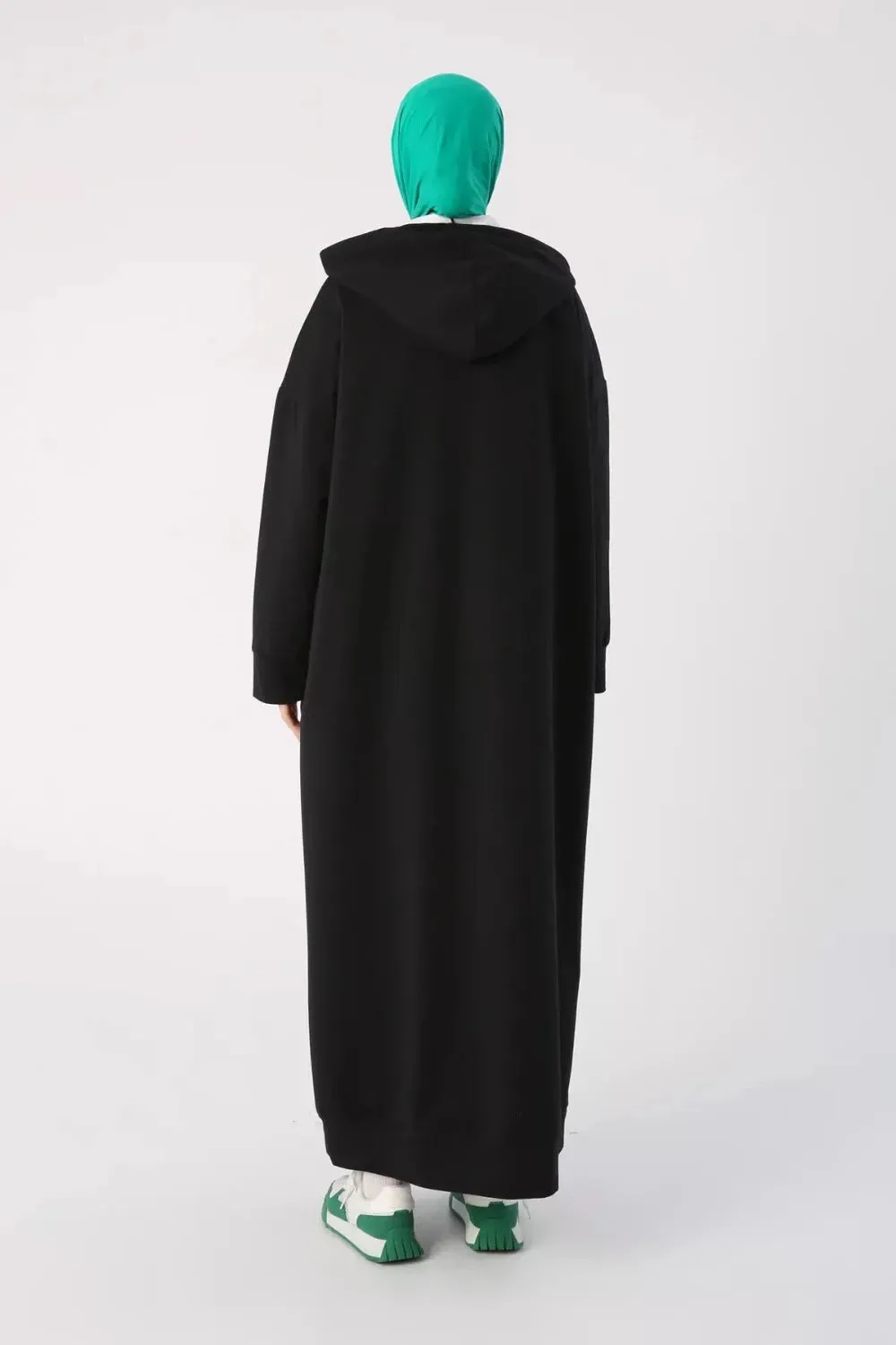 Plus Size Modest Hooded Knitted Dress | Black
