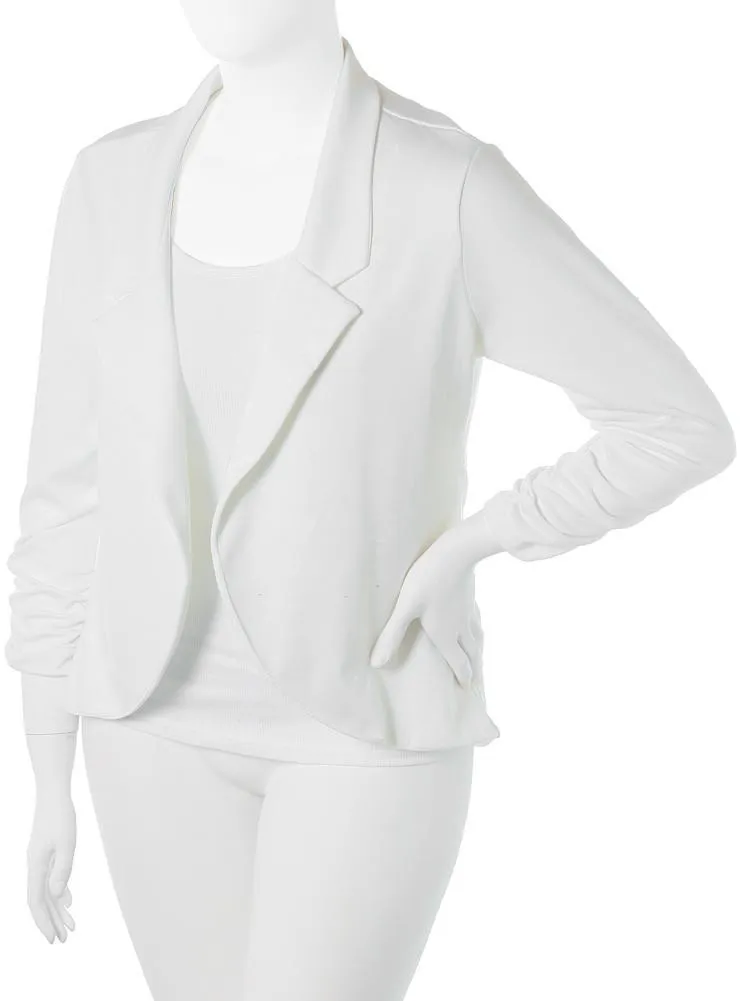Plus Size Sleek Open Front White Blazer