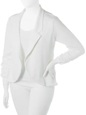Plus Size Sleek Open Front White Blazer