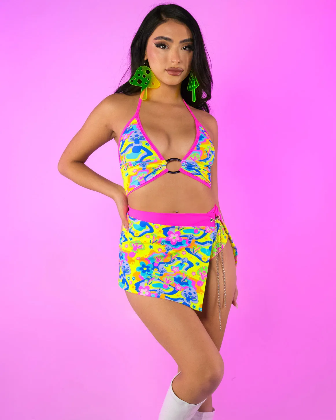 Psychedelic Psilocybin Chain Mini Skirt