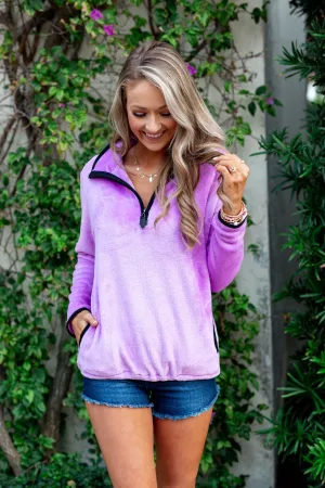 Pulse Exclusive 1/4 Zip Sherpa- Dark Lilac