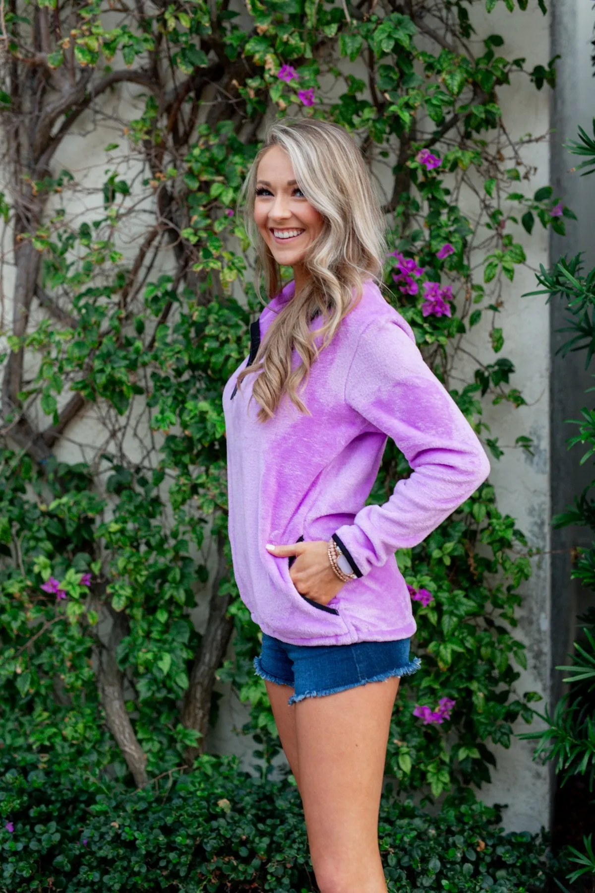 Pulse Exclusive 1/4 Zip Sherpa- Dark Lilac