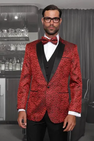 "Bellagio" Red 1-Button Notch Tuxedo (4-Piece Set)