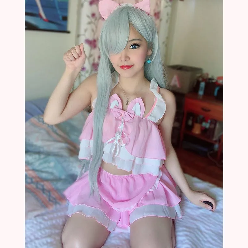 "BLACK/PINK CAT MAIDEN" LINGERIE SUIT K092403