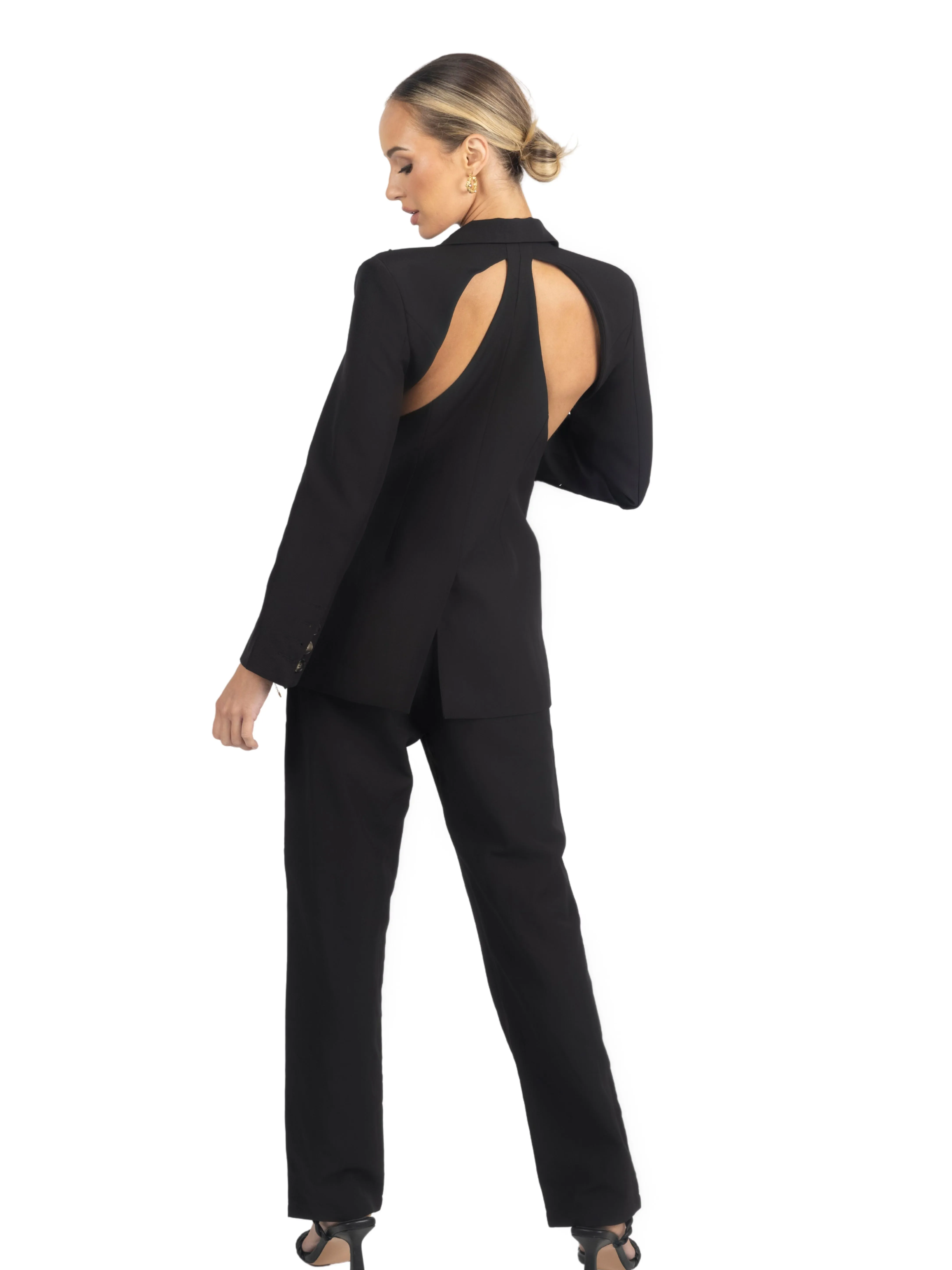 Rachel Backless Cutout Black Women's Blazer