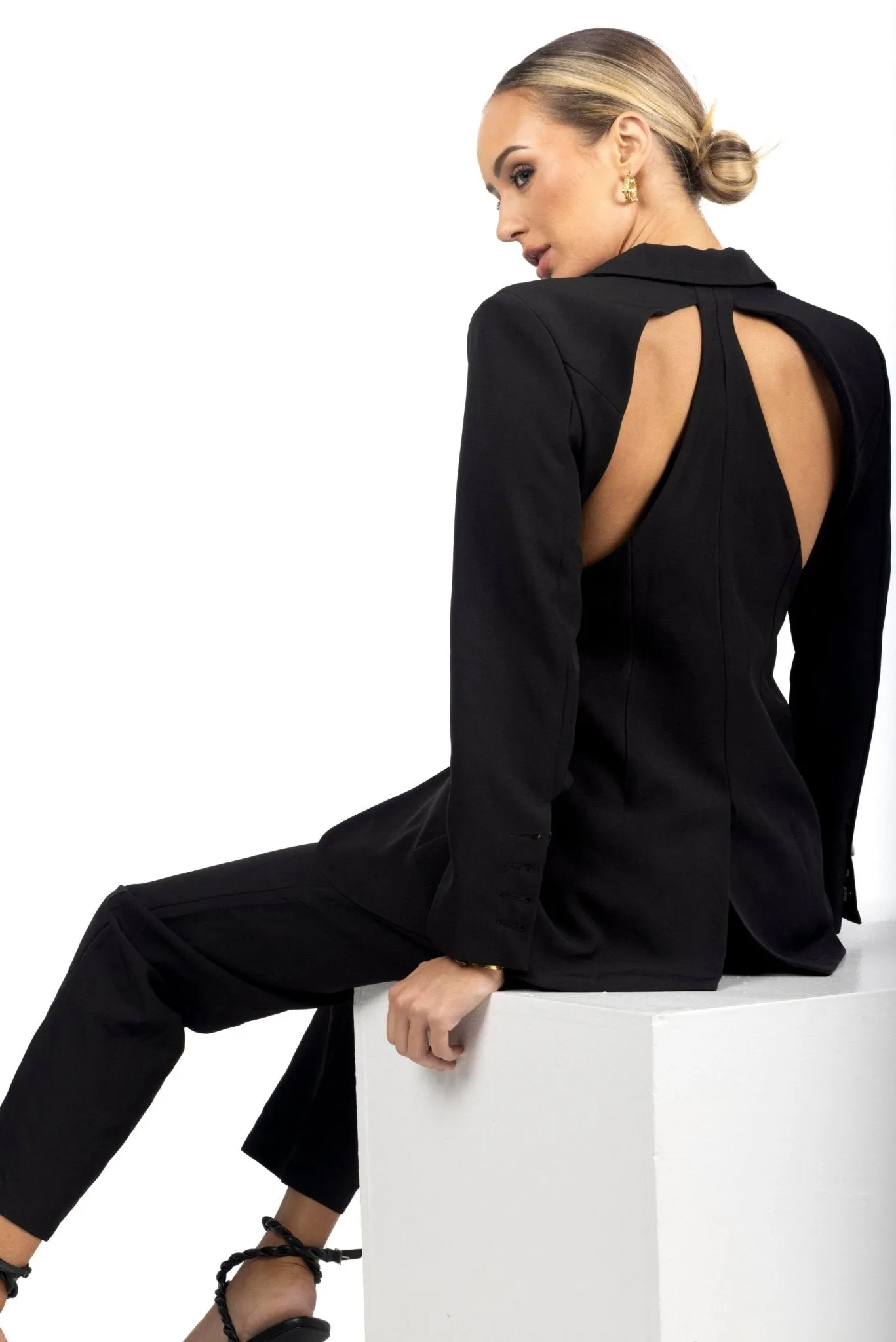 Rachel Backless Cutout Black Women's Blazer