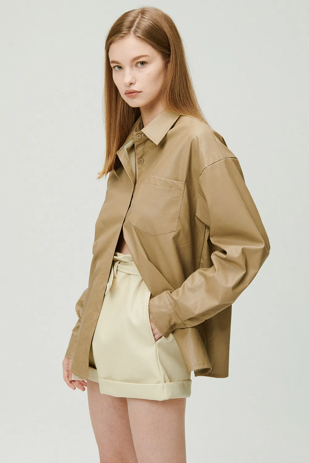 Rachel Paperbag Pleather Shorts