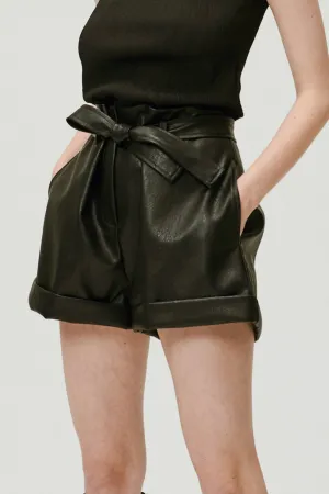 Rachel Paperbag Pleather Shorts