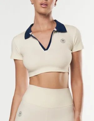 Racquet Club Cropped Polo - Cream