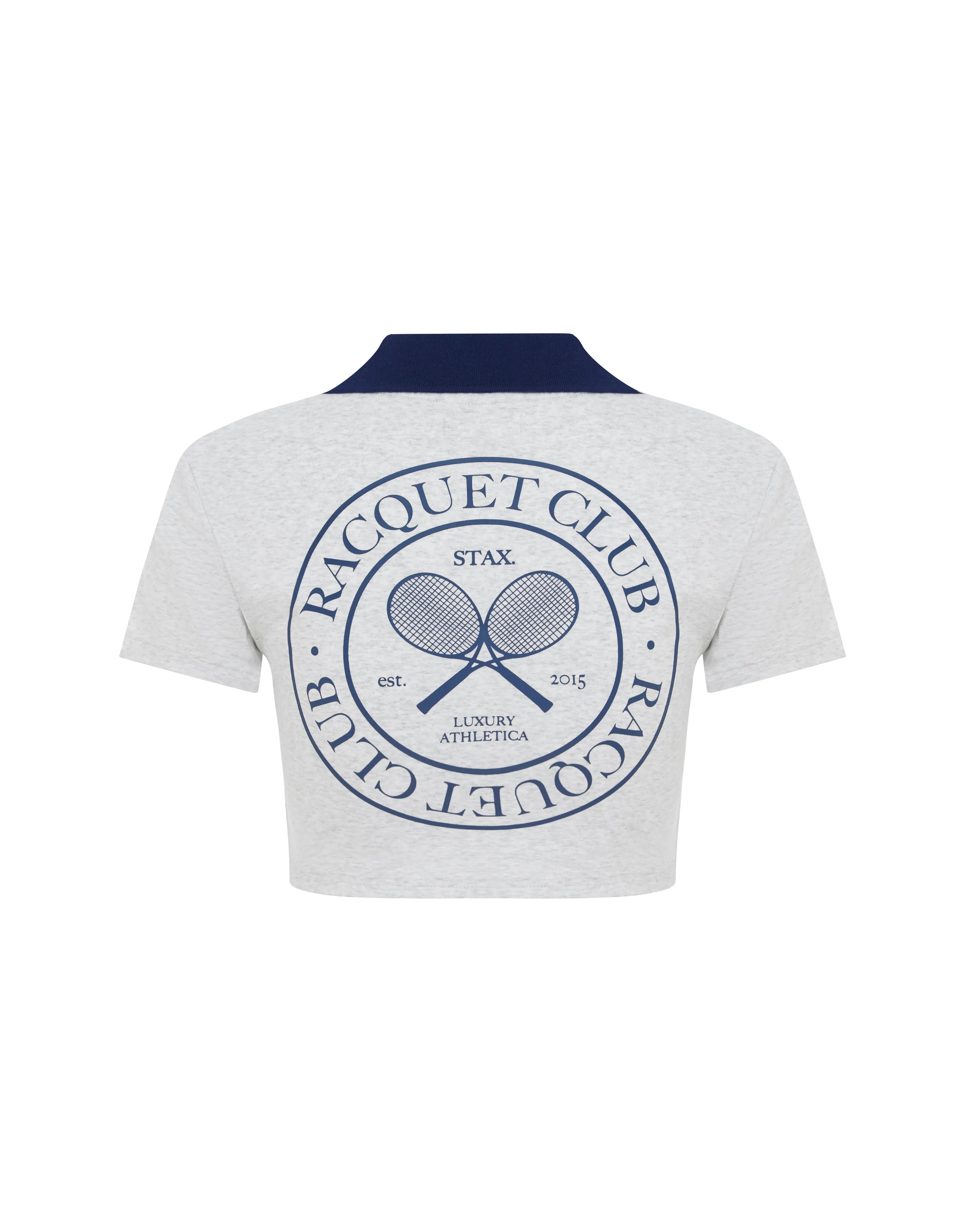 Racquet Club Cropped Polo - Grey Marle