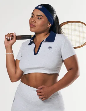 Racquet Club Cropped Polo - Grey Marle