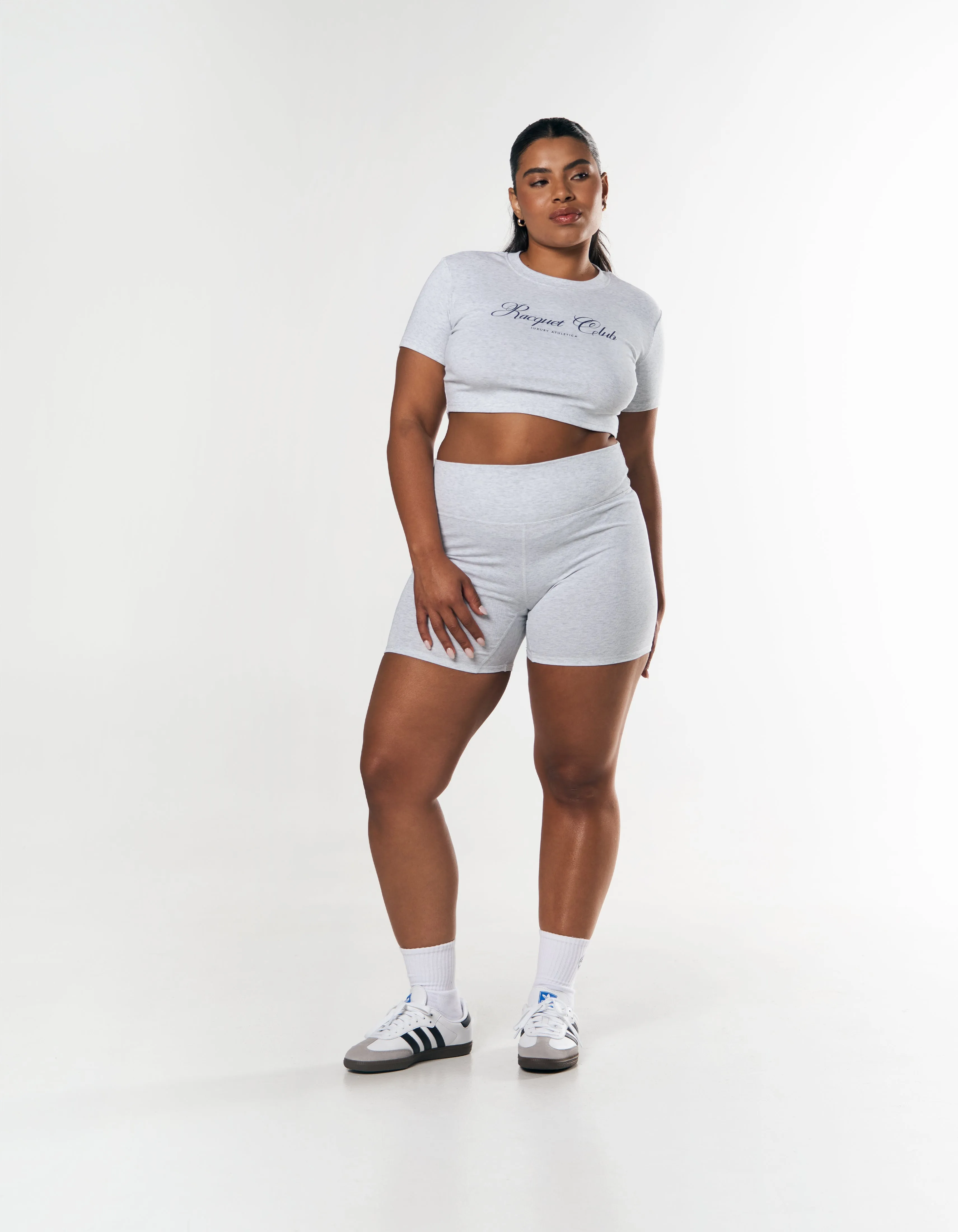 Racquet Club Cropped Tee - Grey Marle