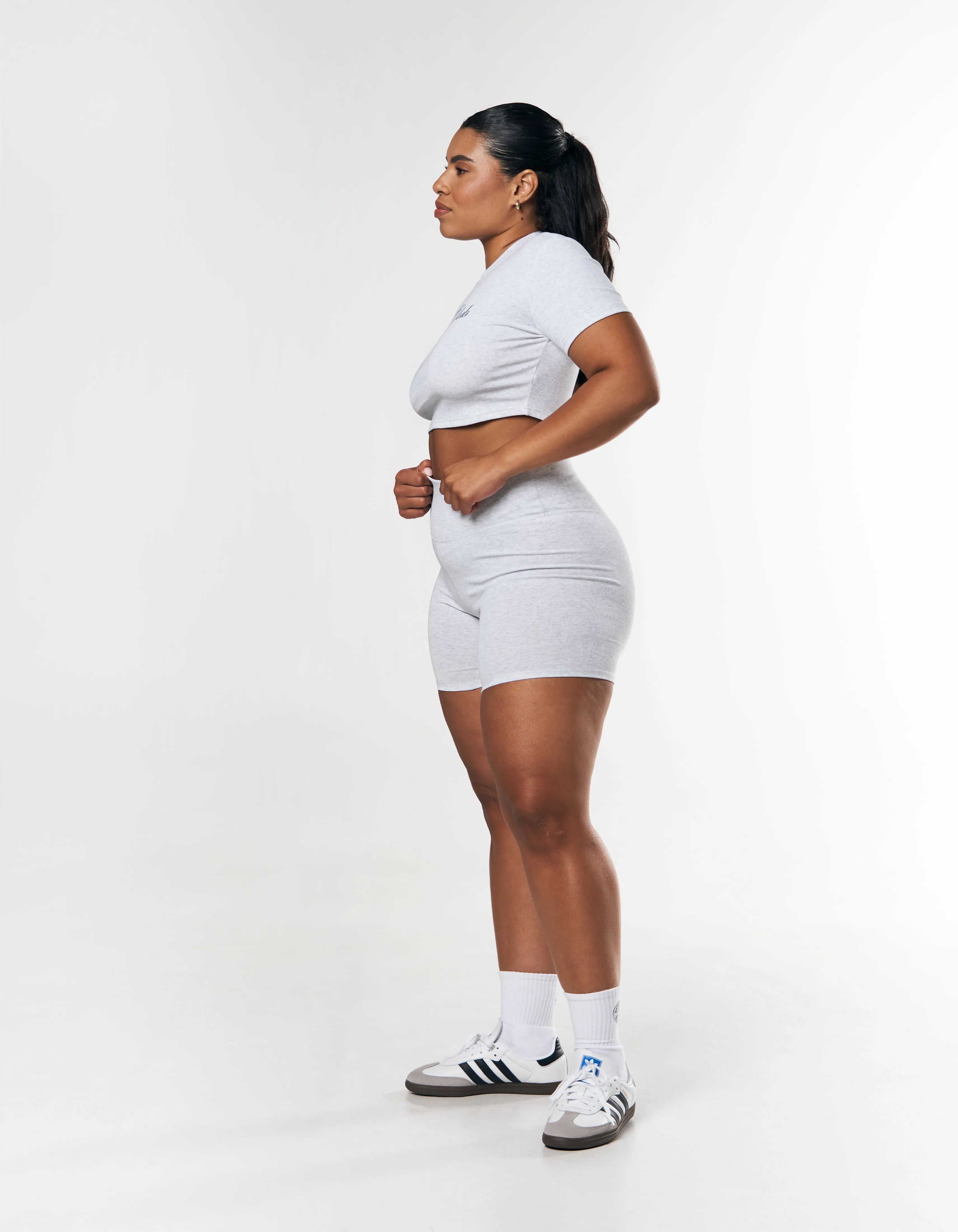 Racquet Club Cropped Tee - Grey Marle