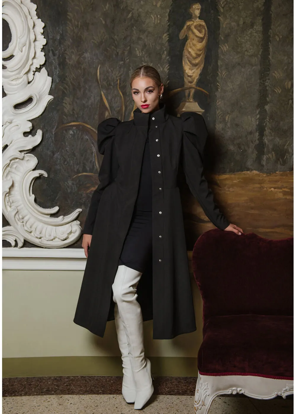 RainSisters Empress Water-Repellent 50's Raincoat Black