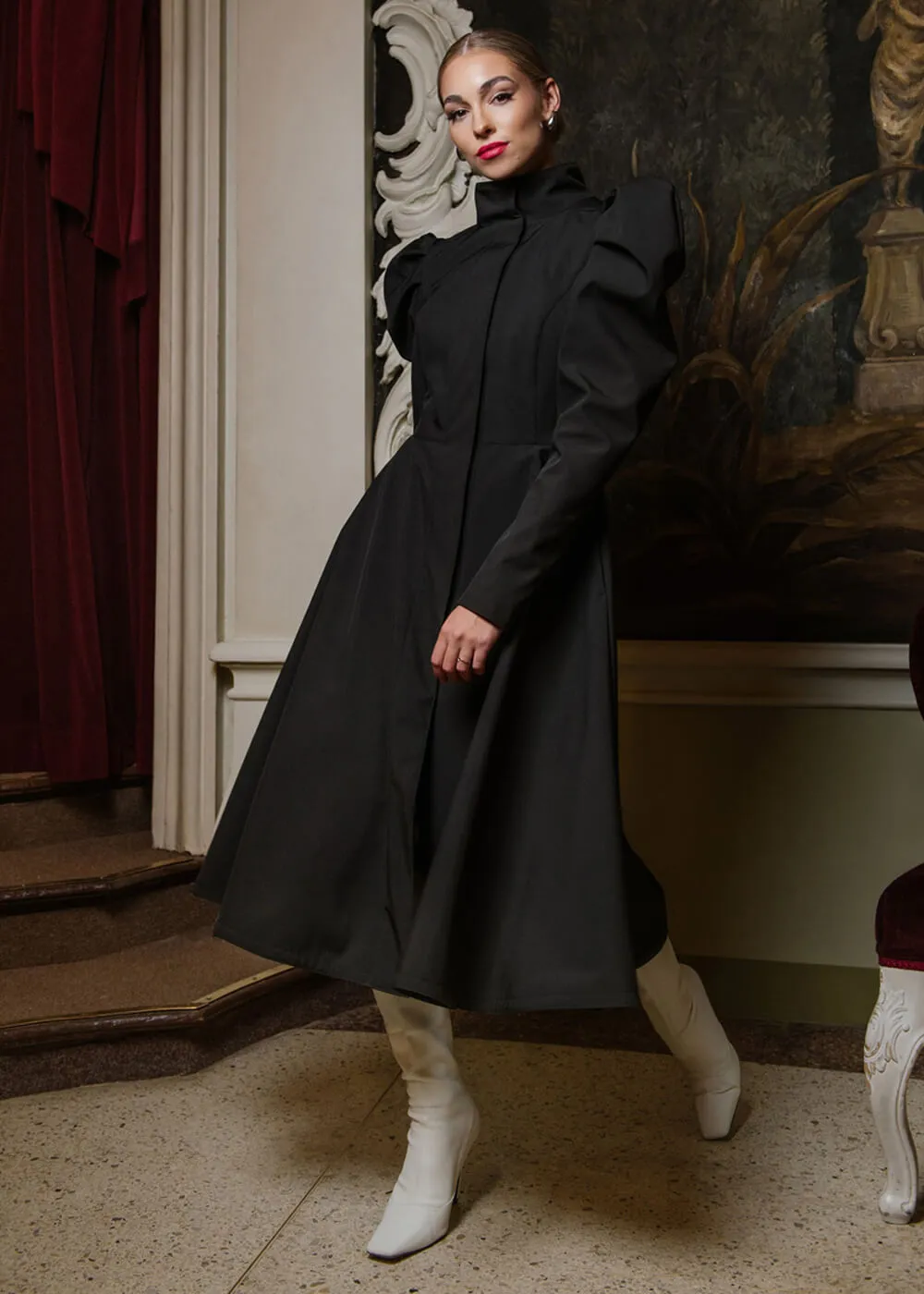 RainSisters Empress Water-Repellent 50's Raincoat Black