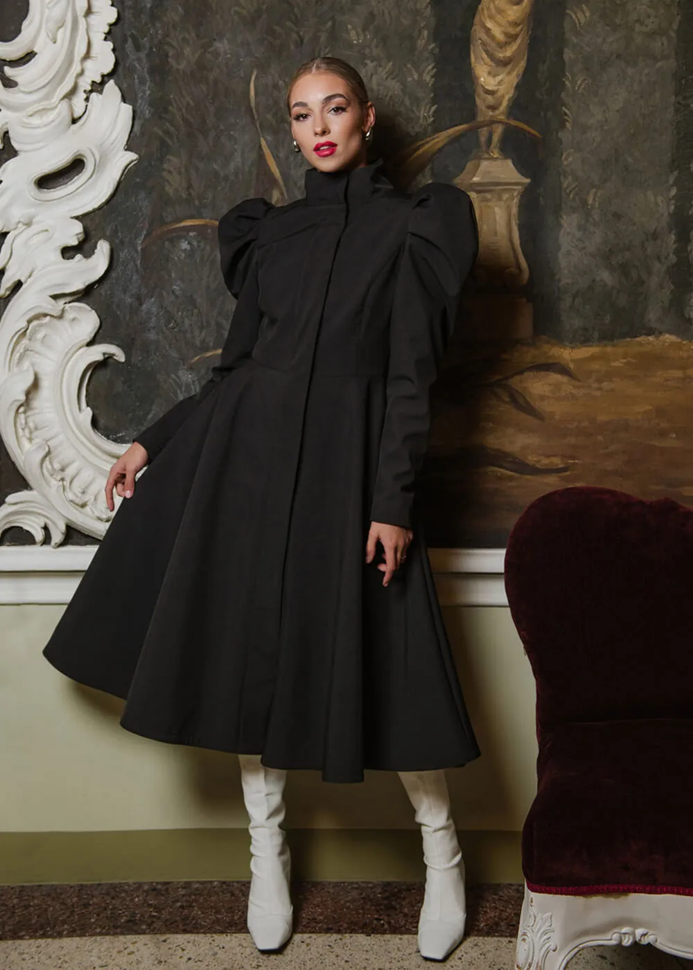 RainSisters Empress Water-Repellent 50's Raincoat Black