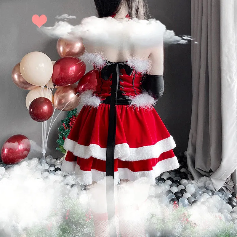 RED CATWOMAN DEVIL CHRISTMAS MAID OUTFIT UB3272