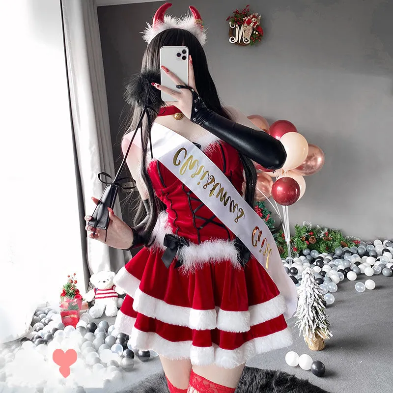 RED CATWOMAN DEVIL CHRISTMAS MAID OUTFIT UB3272
