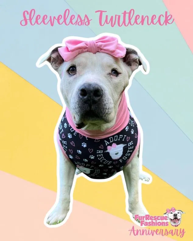 Rescue, Foster, Adopt Black Dog Pajama with Pink Trim, Neck & Sleeves