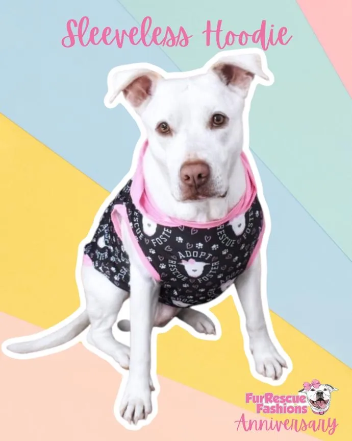 Rescue, Foster, Adopt Black Dog Pajama with Pink Trim, Neck & Sleeves