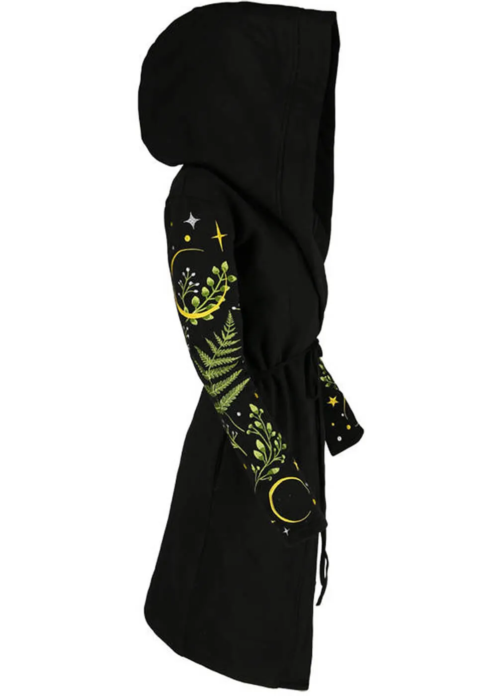 Restyle Herbal Fern Embroidery Hoodie Black