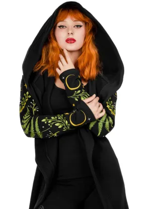Restyle Herbal Fern Embroidery Hoodie Black