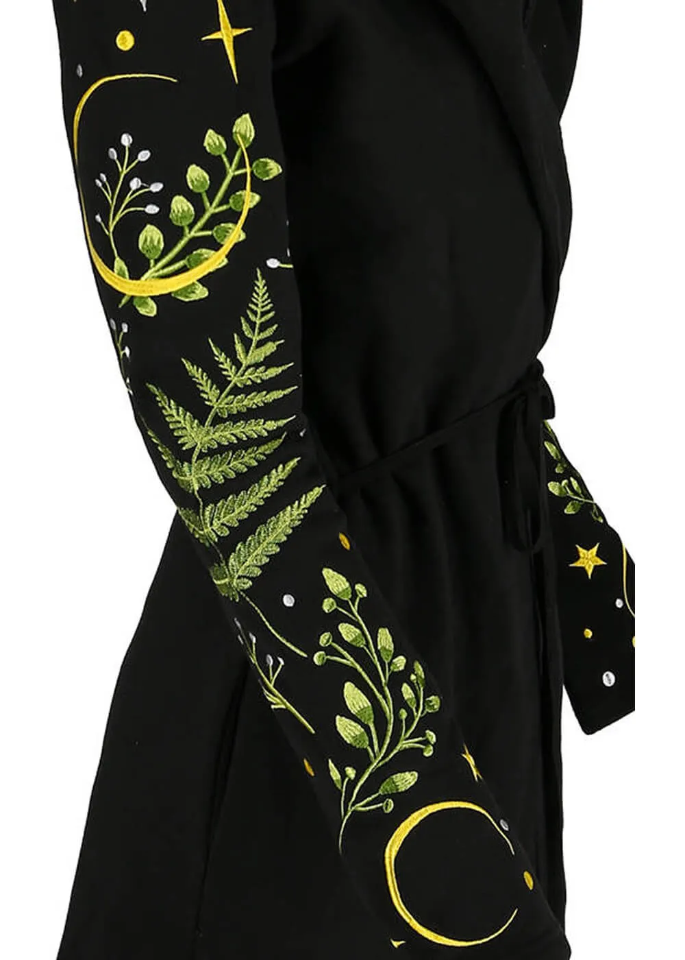 Restyle Herbal Fern Embroidery Hoodie Black