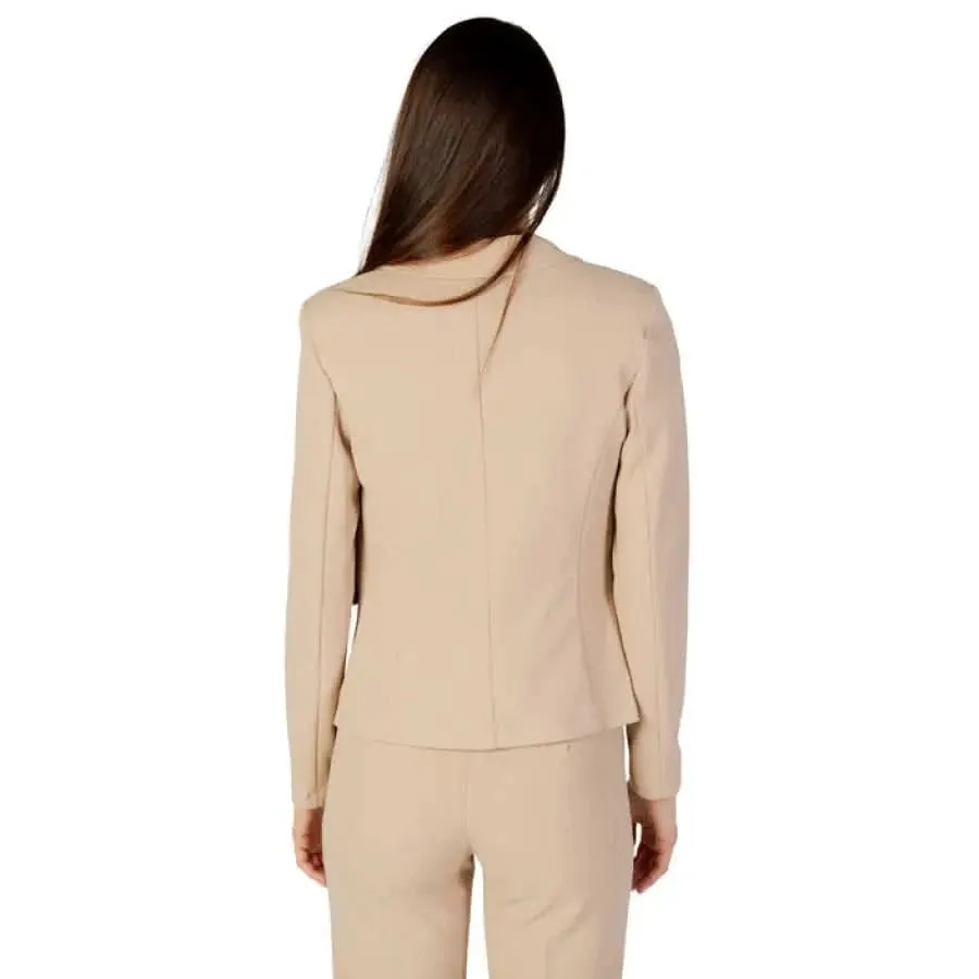 Rinascimento Beige Blazer with Lapel Collar
