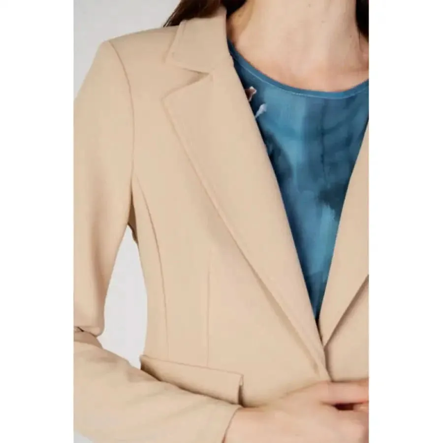 Rinascimento Beige Blazer with Lapel Collar