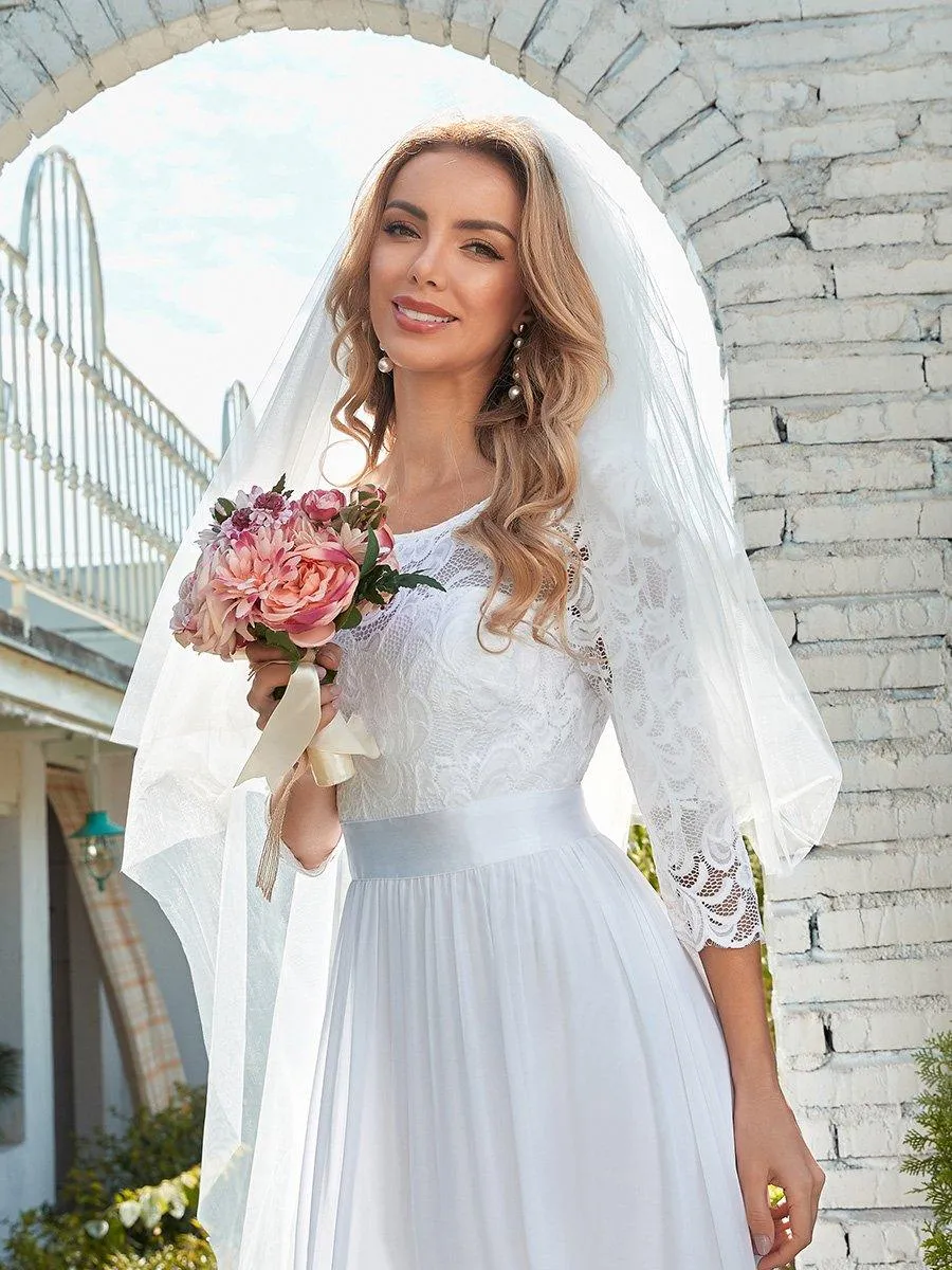 Robe de mariée simple et décontractée en dentelle et mousseline pour le mariage